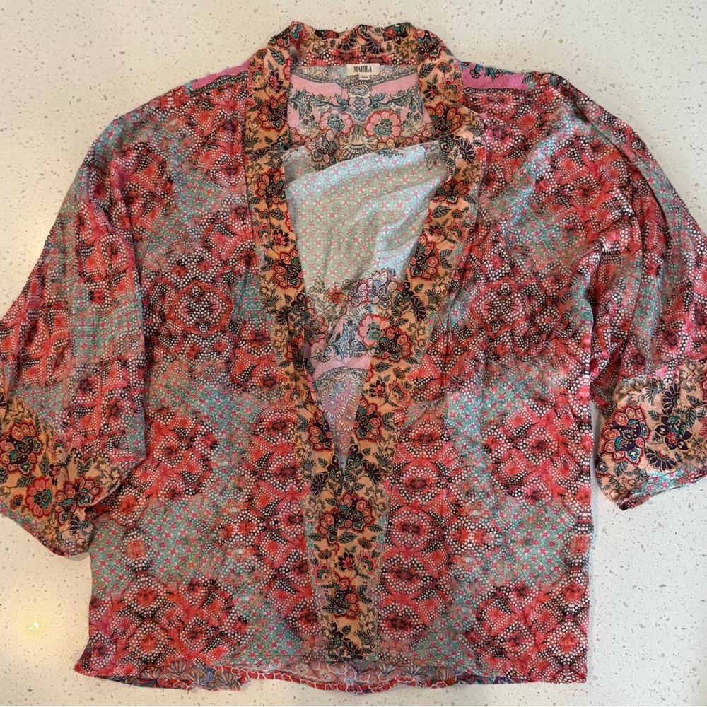 Anthropologie Mahali OneSize OS Open Kimono Coverup Top Shirt Boho Modal Fabric